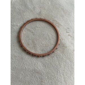 Vintage Rose Gold Tone Thin Bangle Bracelet Rhinestone & Beaded Detailing